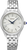 Montre pour femme avec bracelet en métal argenté et cadran rond blanc, aiguilles bleues, SEIKO