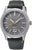 Montre homme : boîtier argenté, cadran gris, bracelet textile noir