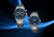 Zweier-Set Herrenuhren mit silbernem Edelstahlband, blauem Zifferblatt und Chronographen
