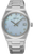 Montre Seiko pour femme avec cadran en nacre bleue, bracelet argenté et guichet date
