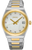 Montre pour femme avec bracelet bicolore en acier inoxydable, cadran argenté, guichet date à 6h