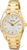 Montre pour femme avec bracelet en acier inoxydable doré, cadran blanc et verre saphir