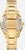 Montre pour femme avec bracelet à maillons dorés et couronne sur le fond