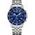 Herren-Chronograph mit blauem Zifferblatt, Datum bei 3 Uhr und Edelstahlarmband