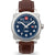 Herrenarmbanduhr Swiss Military Hanowa mit braunem Lederband, blauem Zifferblatt und Leuchtindizes