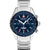 Herren-Chronograph mit blauem Zifferblatt, Edelstahlarmband und drei Hilfszifferblättern