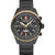 Herren-Chronograph mit Edelstahlgehäuse, schwarzem Zifferblatt und schwarzen Gliederband