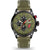 Herren-Armbanduhr mit schwarzem Gehäuse, grünem Zifferblatt, Chronograph-Subdials und Lederriemen