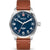 Swiss Military Hanowa Herrenarmbanduhr mit blauem Zifferblatt und braunem Lederband