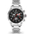 Herrenarmbanduhr Swiss Military Hanowa mit schwarzem Zifferblatt, roten Akzenten und Stahlband