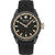 Herrenarmbanduhr Swiss Military Hanowa mit schwarzem Zifferblatt, Lederband und Tachymeter-Ring.