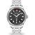 Swiss Military Hanowa Herrenuhr mit silbernem Edelstahlarmband und rundem schwarzem Zifferblatt