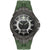 Swiss Military Hanowa Herrenuhr mit grünem Silikonarmband und schwarzem Zifferblatt
