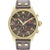Herren-Chronograph mit goldfarbenem Gehäuse, dunkelgrauem Zifferblatt und grauem Lederarmband