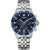 Herrenarmbanduhr mit Chronograph, blauem Zifferblatt und Edelstahlarmband