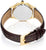 Montre Seiko pour femme avec bracelet en cuir marron et boucle dorée, dos au poignet
