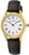 Montre Seiko pour femme avec lunette dorée, cadran blanc et bracelet en cuir marron