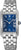 Montre pour femme avec cadran bleu et chiffres romains, bracelet en acier inoxydable argenté, boîtier rectangulaire