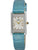Damen-Armbanduhr mit blauem Lederarmband, rechteckigem Zifferblatt mit römischen Zahlen, Quarzwerk