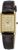 Montre Seiko pour femme avec bracelet en cuir noir, boîtier doré et cadran rectangulaire.