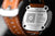 Fond de montre Vostok Europe pour homme en métal avec inscription OXYGEN et bracelet en cuir marron
