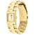 Goldfarbene Damen-Armbanduhr mit rechteckigem Zifferblatt und Gliederarmband