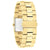 Goldfarbene Damen-Armbanduhr mit Metallarmband, Rückseite mit Prägung