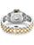 Damenarmbanduhr Rückseite mit Gravur und zweifarbigem Metallarmband Gold/Silber
