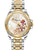 Damenarmbanduhr mit Blumen-Zifferblatt und Metallband in Gold/Silber