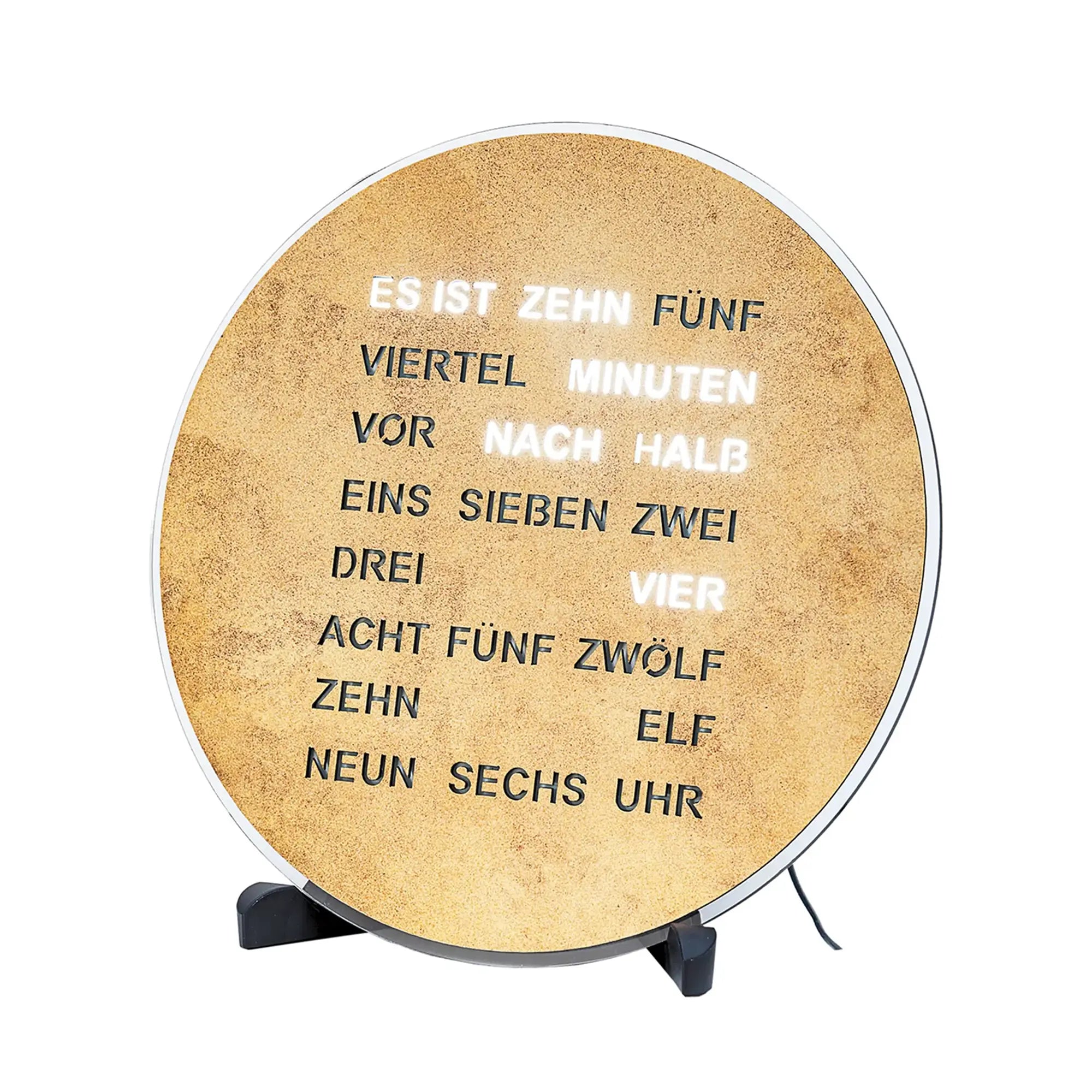 Horloge à mots AMS T1291 • Affichage de l'heure en toutes lettres • Aspect laiton vieilli