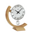Horloge de table aspect hêtre avec cadran blanc, chiffres romains, logo AMS et balancier