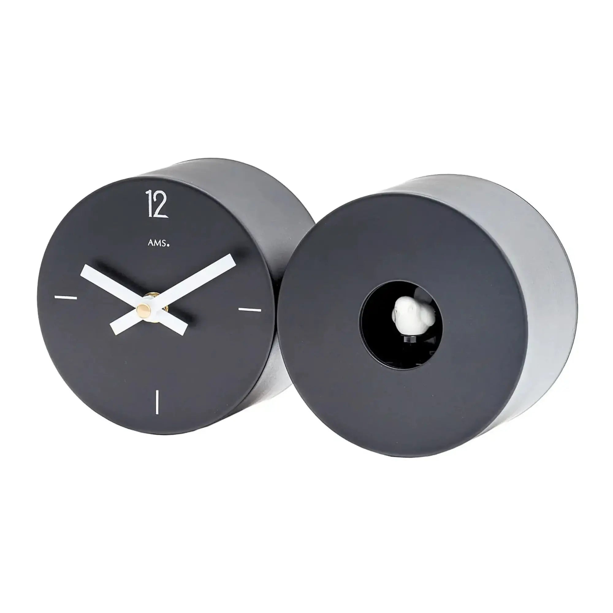Horloge de table et murale avec boîtier en métal, cadran noir avec chiffres et aiguilles blancs
