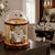 Horloge de table avec cadre doré, cadran blanc et cloche en verre