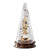 Horloge de table avec mouvement squelette : cloche en verre, socle en bois et chiffres romains