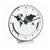Horloge de table métallique avec cadran blanc et carte du monde, aiguilles et échelle noires