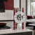 Horloge de table squelette avec cadran blanc, aiguille des minutes noire et montants métalliques rouges