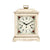 Horloge de table carrée avec boîtier en bois blanc et cadran à décor floral