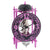 Réveil avec boîtier cloche violet, anneau de chiffres et mouvement visible