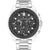 Tommy Hilfiger Herrenuhr: silbernes Edelstahlband, schwarzes Zifferblatt, Chronograph-Optik