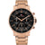 Armbanduhr von Tommy Hilfiger mit roségoldfarbenem Metallarmband und schwarzem Zifferblatt