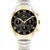 Tommy Hilfiger Herrenarmbanduhr, zweifarbiges Edelstahlband, schwarzes Zifferblatt, Mineralglas