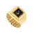 Tommy Hilfiger Armbanduhr für Damen mit quadratischem Gehäuse, schwarzem Zifferblatt und goldfarbenem Metallarmband