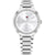 Tommy Hilfiger Damenarmbanduhr: silberfarbenes Metallarmband, Strass-Lünette, helles Zifferblatt