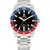 Tommy Hilfiger Damenarmbanduhr: schwarzes Zifferblatt, blau-rot Lünette, Edelstahlband, GMT