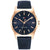 Tommy Hilfiger Herrenarmbanduhr: dunkelblaues Zifferblatt, Lederband, roségoldfarbenes Gehäuse