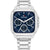 Tommy Hilfiger Damenarmbanduhr mit blauem Zifferblatt, silbernem Metallarmband