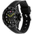 Damen-Armbanduhr: schwarzes Silikonarmband, schwarzes Zifferblatt, 10 BAR/100 m