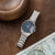 Herren-Chronograph-Uhr mit Open-Heart, blaues Zifferblatt, Edelstahlarmband