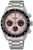 Montre Seiko Prospex pour homme : Chronographe solaire, bracelet en acier inoxydable argenté, cadran rose