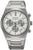 Montre chronographe pour homme avec bracelet en acier inoxydable argenté et cadran blanc